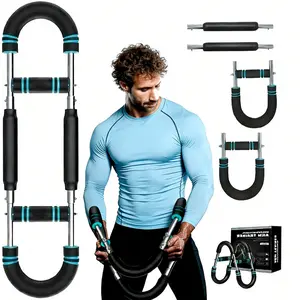 🔥60-100lb Adjustable Power Twister Bar, Upper Body Muscle Builder Suitable for All Fitness Levels, Portable Detachable Fitness Machine, Detachable 2-Spring Twister Arm Trainer Black Edition