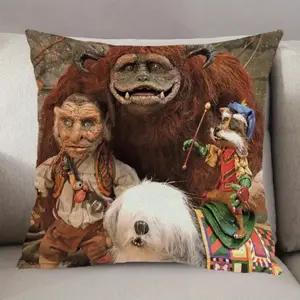 1pc Labyrinth Little Monsters Pattern Print Decorative Pillowcase Cushion Cover Double-sided Printing, Suitable for Bedroom, Sofa, Dormitory, Office, Party Decoration, No Pillow Core, Ideal Holiday Gift