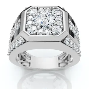 2Ct TW Men's Diamond Ring 14k White Gold Lab Grown Wedding Anniversary Band