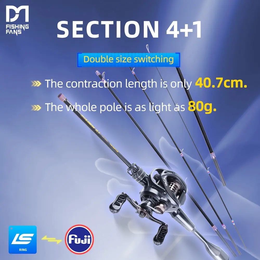 Fishingfans Orca Fishing Rod, 1.48m-1.68m Ultra-Lightweight Design, Durable Real Carbon Fiber Material, Portable Travel-Friendly Handle, Rod Reel, Fishing Gear, Outdoor Fishing Supplies, Fishing Equipment, Fishing Poles