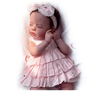 [WOOROY] Reborn Baby Doll - Excellent Gift for Birthday Christmas Gift and New Year for Kids, 20 In Doris Baby Doll with Pink Dress, Vinyl Limbs and Cloth Body for Kids 3+ Girl Doll