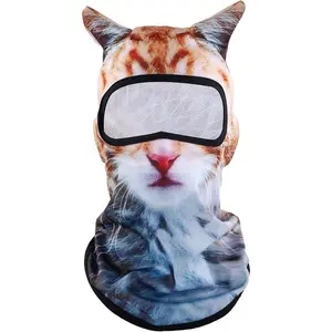 3D Cat Ski Balaclava Face Mask with Ears Funny Cat Balaclava Sheisty Sun Protection Animal Hood for Music Festivals Raves Skiing Halloween & Outdoor Activities Multicolor Model Y13383 for Women