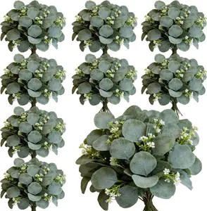 40 Pcs Faux Eucalyptus Leaves Stems Bulk Silver Dollar White Seed Artificial Greenery Stems Fake Sprays Branches for Wedding Table Centerpiece Bouquet Garland Floral Arrangement Home Decor