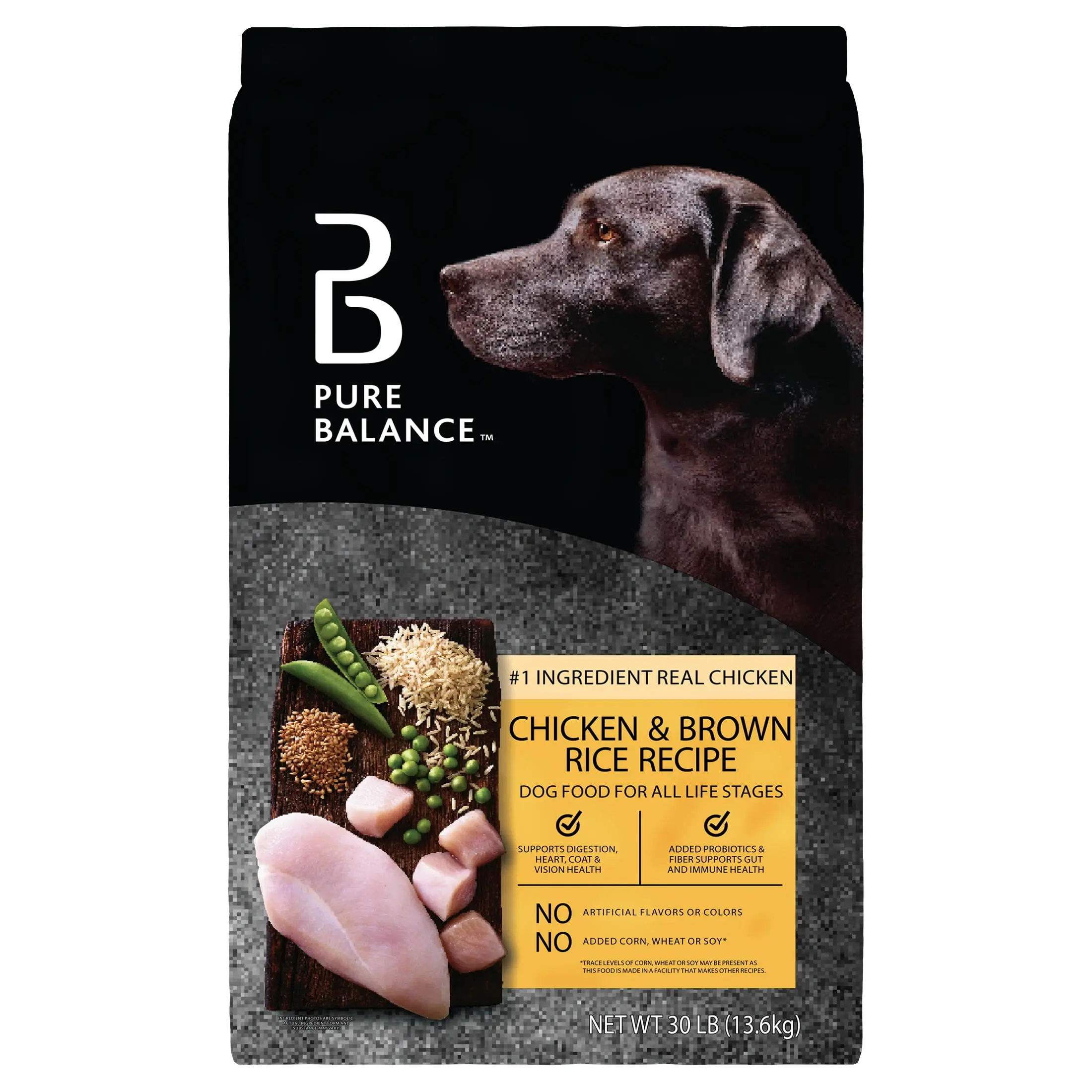 Pure Balance Chicken Brown Rice Dry Dog Food For Household Pets Meal Active Digestion Formula Weight 30 lbs