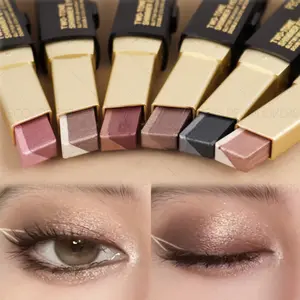 6pcs/set 2-in-1 Shimmery Eyeshadow Stick - Waterproof, Pearlescent, Swivel Design, Buildable Shimmer Effect, Multi-purpose Color (brown/coral//nude), Easy To Carry When Traveling
