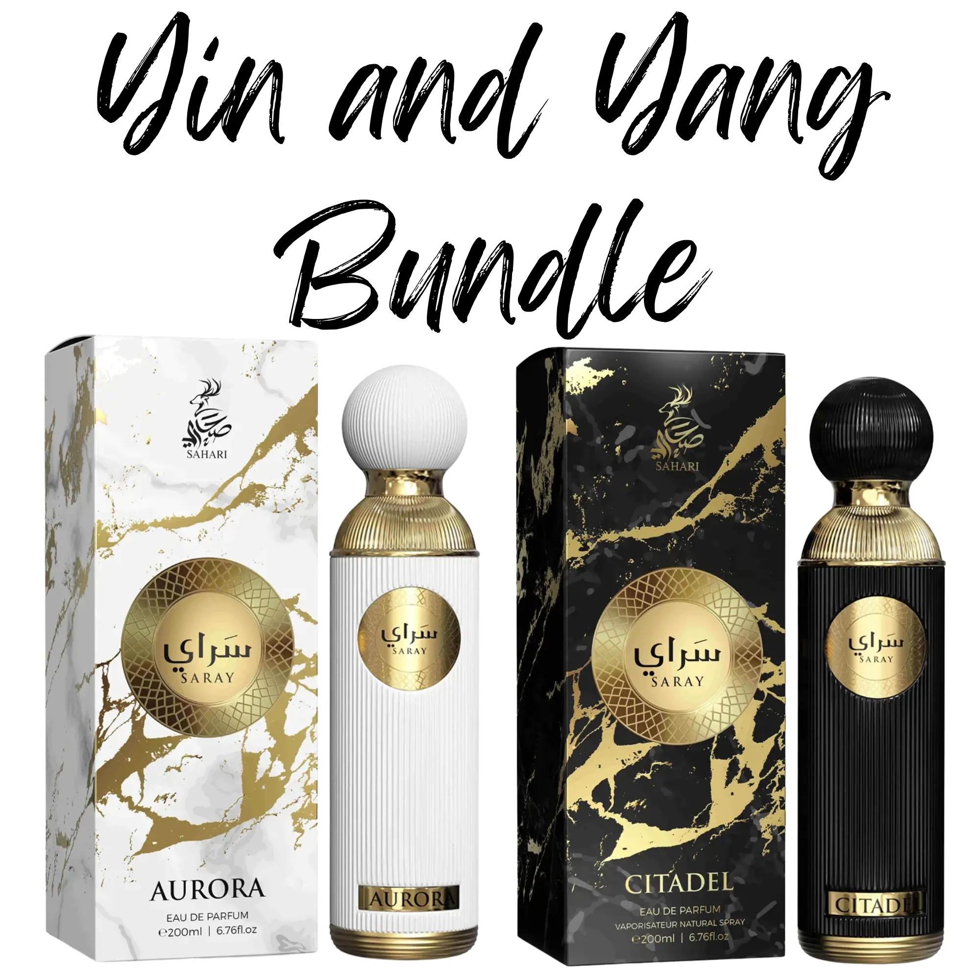 Yin and Yang Bundle | Saray Aurora By Sahari | Saray Citadel By Sahari | Eau De Parfum 200 ML (6.76 FL OZ) Unisex