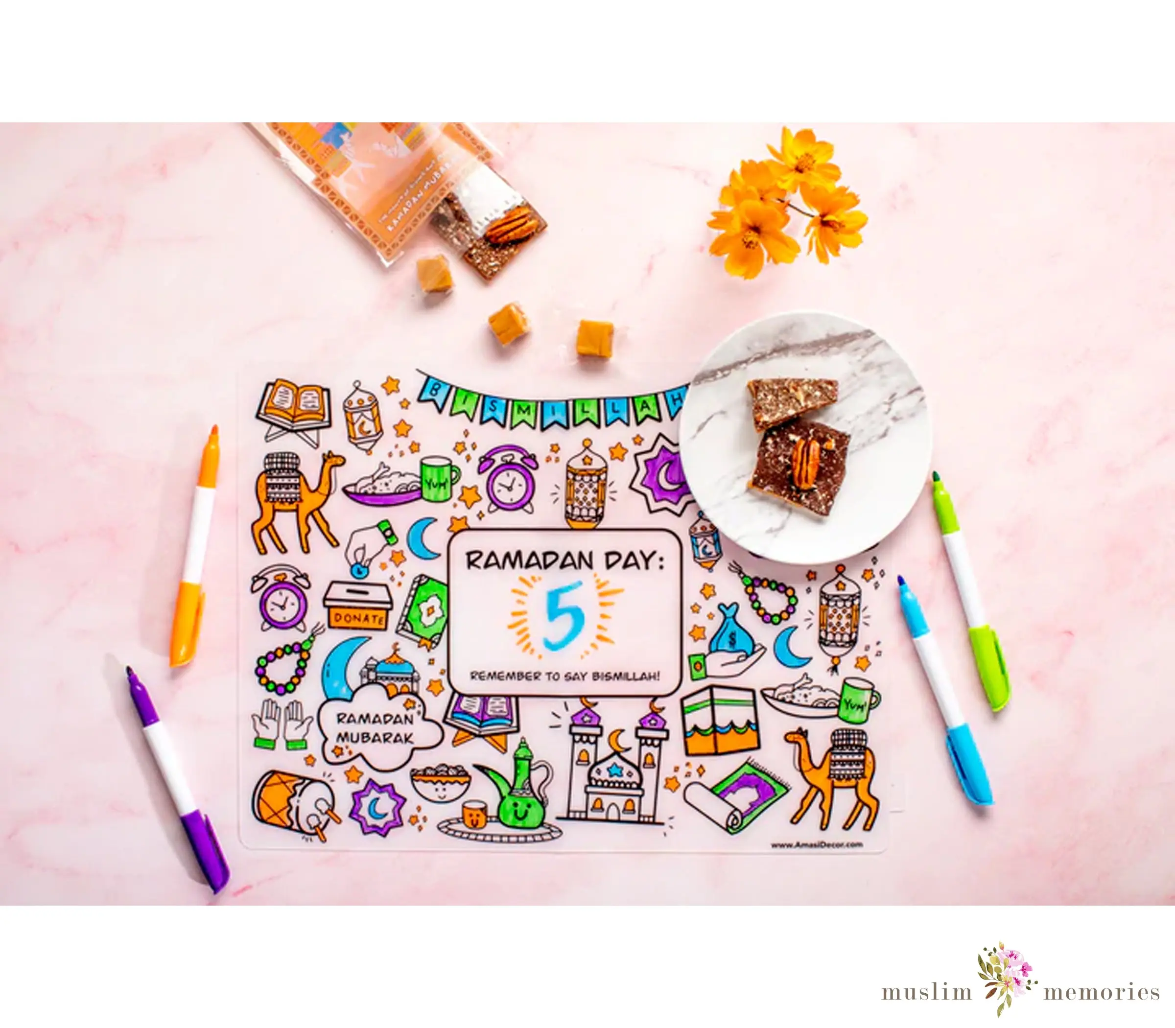 Reusable Ramadan Coloring Silicone Placemat