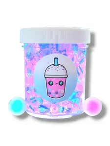 Cotton Candy Popping Boba Handmade Clear Slime – Crunchy Fishbowl Texture with Extra Boba Beads, Light Cotton Candy Scent, Sensory Play for Ages 8+ – Hoshimi Slimes