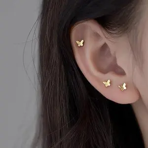 s925 sterling silver Butterfly Stud Earrings，Minimalist Simple Unique Earrings for galentine‘s party valentine’s day gift，fashion zirconia earrings，anniversary holiday jewelry，gift for women