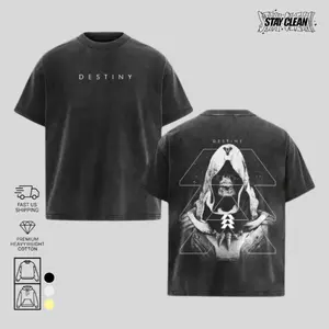 COLLECTION Destiny 2 Vintage Washed Tee – Hoodie Washed, Oversized Graphic T-Shirt, Heavyweight Retro Streetwear Cotton, Perfect for Fans of Movies, TV Shows, Art, and Epic Sci-Fi Poster-Inspired