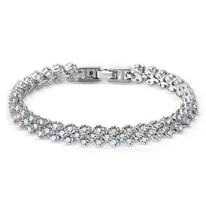 Fashionable Roman Zircon Bracelet, Exquisite Luxury Crystal Bracelet for Trendy Women, Pearl Gift