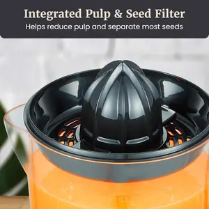 Gourmet Electric Citrus Juicer, Compact, Large Volume, Pulp Control, Oranges, Lemons, Limes, Grapefruits with Easy Pour Spout, 24oz, Steel