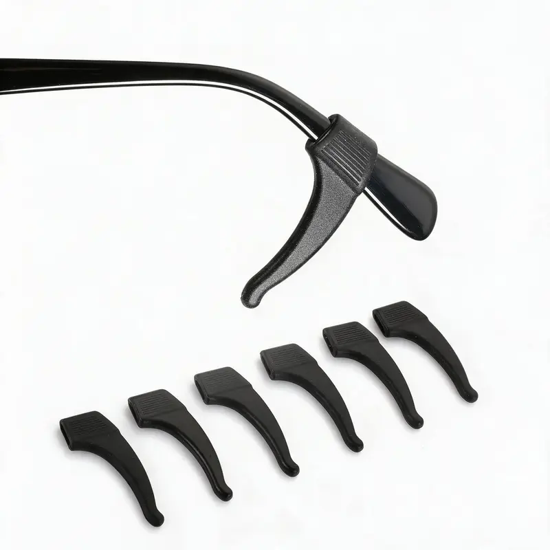Unisex Ergonomic Soft Silicone Glasses Ear Hooks (3 Pairs) - Anti-Slip Grip, Curved Design, Lightweight, Low Profile, Anti-Sweating Eyewear Accessories for Thin/Thick Temples, Sports/School Use, Sunglasses