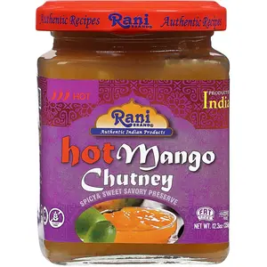 Rani Hot Mango Chutney (Spicy Indian Preserve) 12.3oz (350g) Glass Jar, Ready to eat, Vegan ~ Gluten Free, All Natural, NON-GMO, Kosher