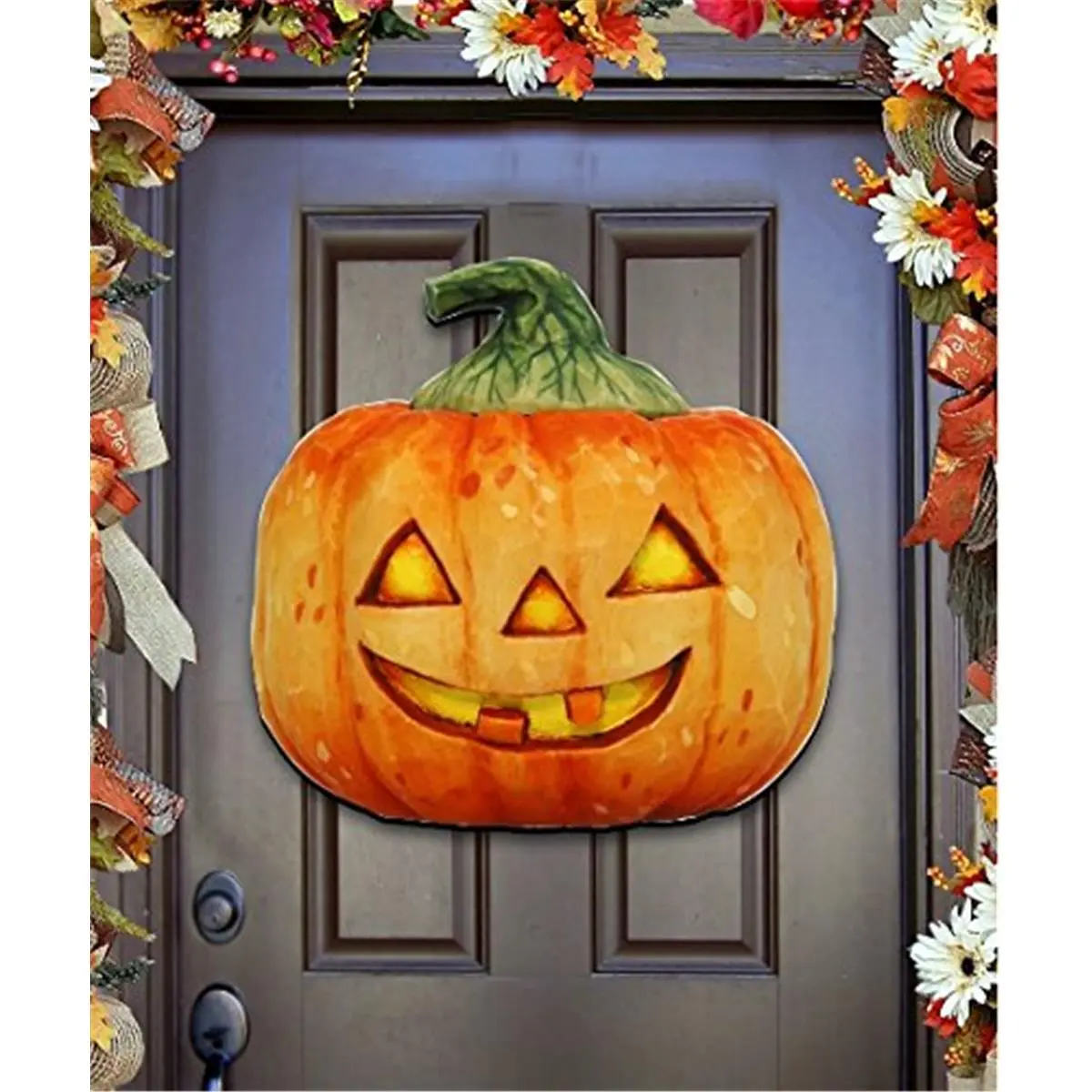 G.DeBrekht 8158412 Handmade Christmas Pumpkin Wooden Ornaments Set of 2, 4.5 x 5.5 Inches, 0.5 lbs, Festive Home Decoration Gift