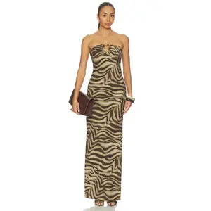 superdown Riya Strapless Maxi Dress in Zebra Print