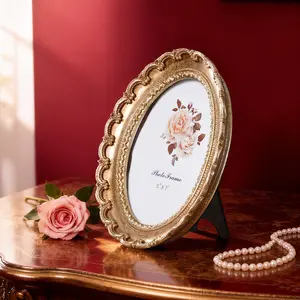 European Vintage Resin Oval Decorative Picture Frame, Durable Sturdy Frame, Home Decoration Photo Carving Creative Horizontal Vertical Use