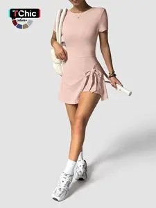 Women's Sporty Tennis Dress, Anti-Exposure Tight-Fitting Yoga Skirt, Casual Fitness Backless Design, Ideal for Gym & Outdoor Activities, Tennis Sports Dress