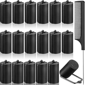 18 Pcs Satin Rollers for Black Hair Foam Sponge Rollers Black Satin Wrapped Hair Curlers for Hairdressing Styling(1.42 Inch)