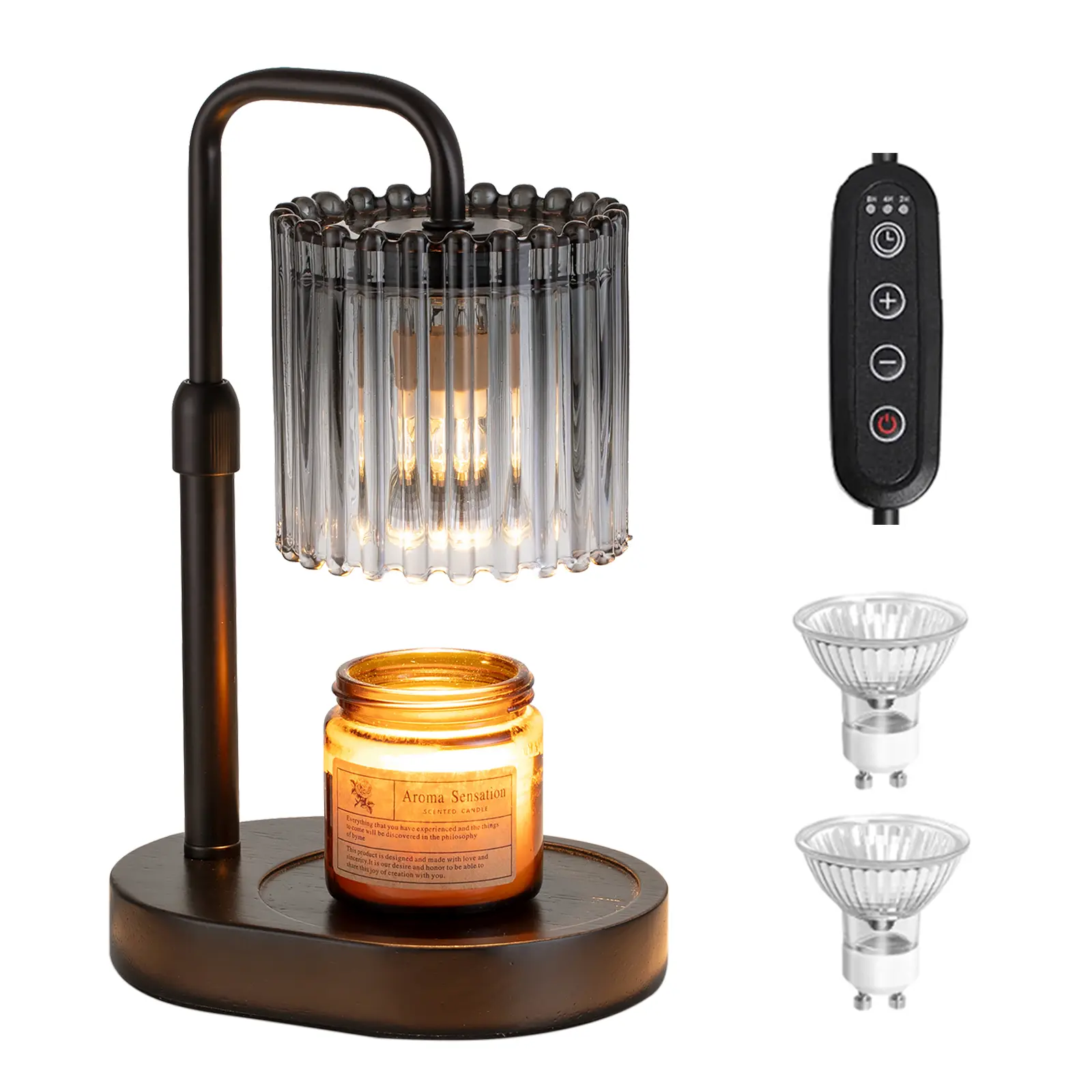Candle Warmer Lamp with Timer: Black Candle Warming Lamp Height Adjustable Dimmable Modern Farmhouse New Home Bedroom Decor Valentines Day Housewarming Gift