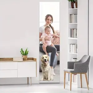 4 Piece Modern Self-Adhesive Mirror Set, Size 11.81x11.81 Inches, Frameless Design 0.6mm Thickness for Bathroom Vanity Wall