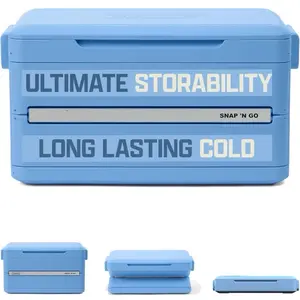New Release - Snap N Go 45qt Collapsible Hard Cooler, Keeps ice Cold for up to 55 Hours, Holds up to 76 cans, Collapses up to 1/3 its Size, Can Hold up to 200 pounds, Blue Sky