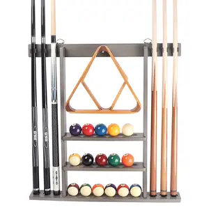 6 Wall Pool Cue Rack with Score Counter and Metal Hook, Billiard Pool Cue Rack Only