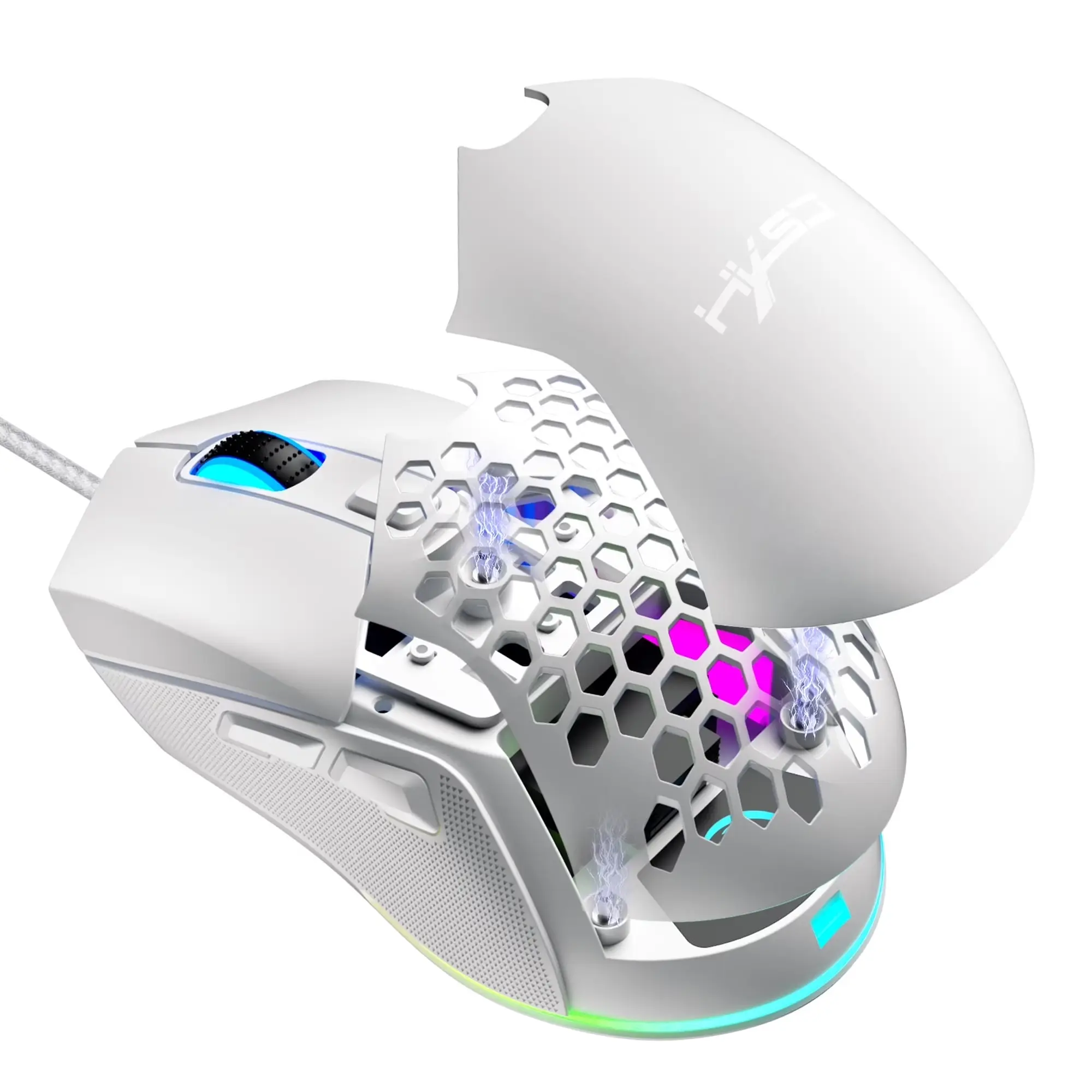 USB Wired Ergonomic Lightweight Gaming Mouse Computer Mouse Wired RGB Backlit Braided Design 7200 Dpi Adjustable Replacement Optical Mouse for Ambidextrous Users PC Gaming Mice Gaming Peripherals