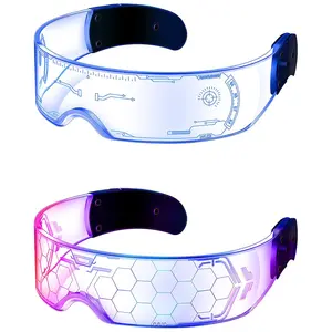 LED Visor Glasses 2pcs LED Light Up Glasses Neon Luminous 7 Color 5 Modes Cool LED Glasses for Adult Comfortable Silicone Nosepiece High-Tech Style Party Glow Hat - Colorful outdoorfun