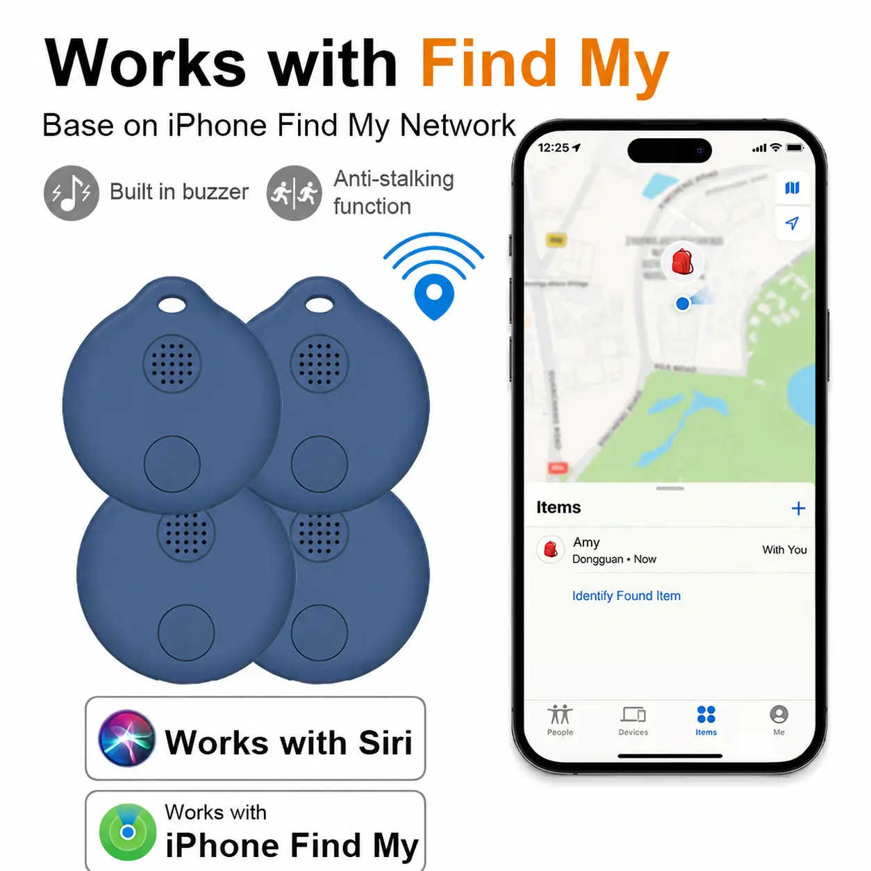 GPS, Air Tracker, AirTags for 1Pc,Tracker & Item Finder, Bluetooth Tracker Works with Find My APP (iOS Only), 92 dB Sound,Replaceable Battery, Smart Tag with Keychain, Keys Finder and Item Locator for Luggage,pets (dogs and cats)