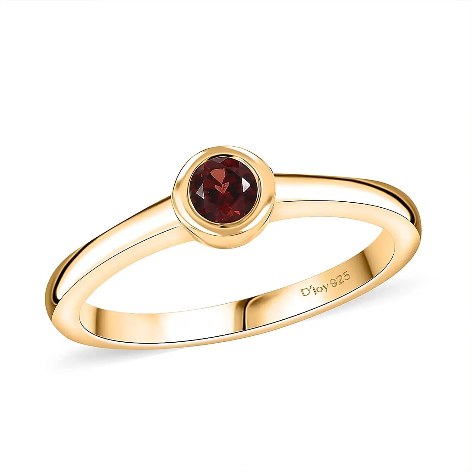 D'Joy Mozambique Garnet Solitaire Ring in 18K Vermeil YG Over Sterling Silver (Size 10.0) 0.35 ctw