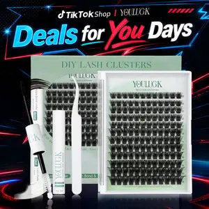YOULUCK DIY Lash Clusters Kit - Soft Fluffy Long-Lasting Lashes with Glue Remover & Tweezer for Beginners Easy At-Home Application - Eyelash Set