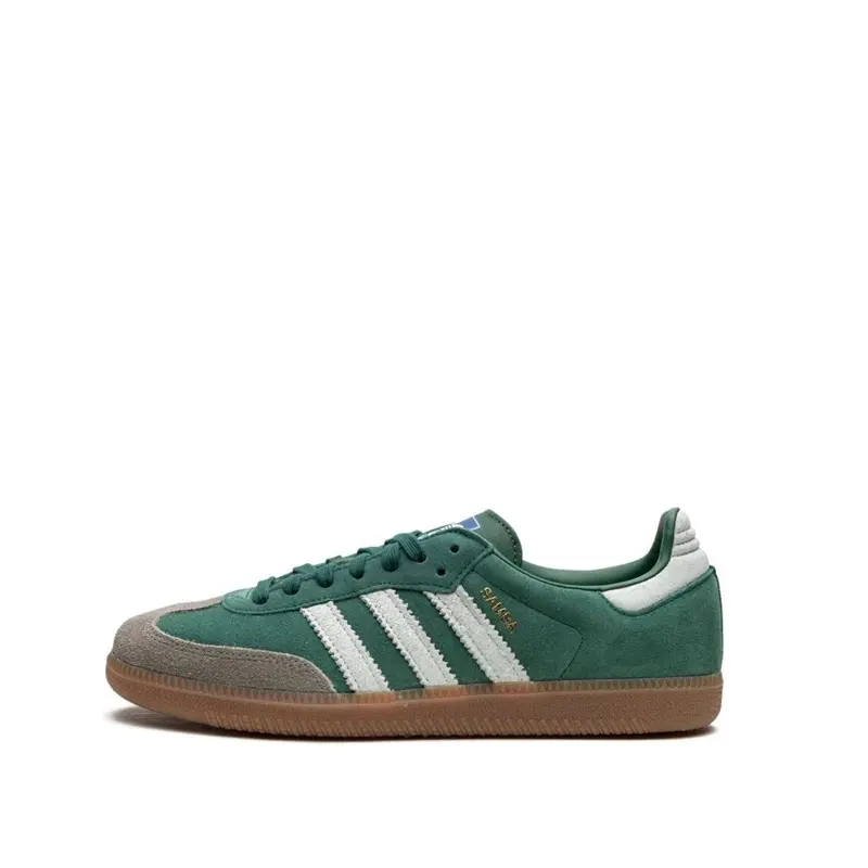 Adidas Samba OG Men's Rich Green Leather Retro Look Trainer - Lace-Up, Leather Upper, Striped, Classic Suede Grey Toe, Gum Rubber Sole, Street Appeal, Comfortable Daily Casual Walking, Sports Shoes
