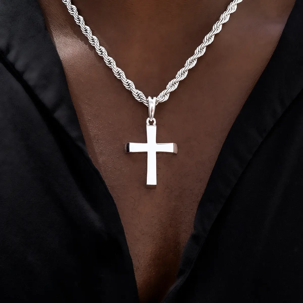 Simple Cross Pendant in 18k White Gold Plated - Pendant Only - Lifetime Guarantee Simple Cross Pendant in 18k White Gold Plated - Pendant Only - Lifetime Guarantee
