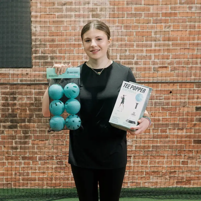 Tee Popper Softball + 6 or 12 Ball Bundle