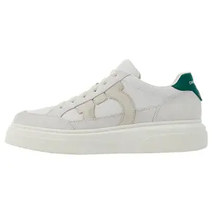 Ferragamo Gancini Suede Leather Round-Toe Lace-Up Durable Low-Top Sneakers for Men in White and Green Trending Shoes, House White Official Shoes to Get / Maison Mihara Verifiable, with credentials and supporting global authentication