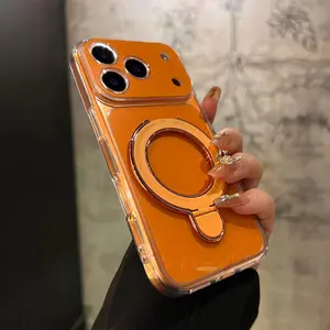 Clear Electroplated MagSafe Case with Invisible Kickstand for iPhone