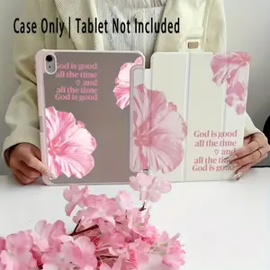 Double-sided Large Pink Floral Tri-fold iPad Case, built-in pencil slot and adjustable kickstand, lightweight and durable. Compatible with iPad 10th/11th Gen, iPad Air, 11-inch iPad Pro, iPad 2025/2026, and 11-inch/13-inch iPad Air 2026 series.