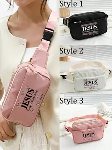 Faith Theme Multicolor Lightweight Chest Bag, Jesus Element Nylon Wear-Resistant Backpack, Adjustable Shoulder Strap Waist Pack, Zipper Fanny Pack