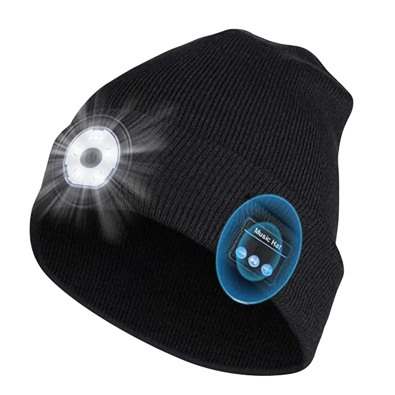 LED Hat Bluetooth Lighted Beanie, Unisex USB Rechargeable 6 LED Headlamp, Warm Balaclava Super Soft Acrylic Blend, Suitable for All Seasons, Unisex, Fashion Hat, Stuffed Gift Outdoor Hat