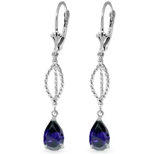 3 CTW 14k Solid White Gold Hope Looking At You Sapphire Earrings