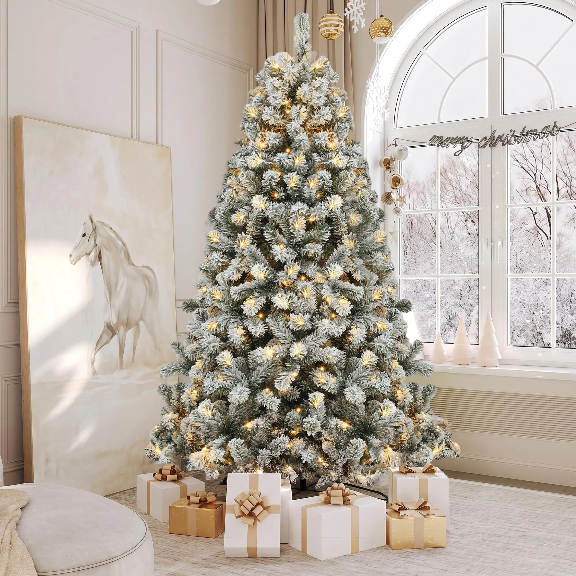 YITAHOME 6ft/7.5ft/9ft, Snow White/Green/Scotch Pine/Pine Cone Styles, Durable  Pre-lit Artificial Christmas Tree - Holiday Decoration for Home, Party Supplies