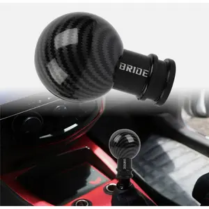 1PC Universal carbon ball aluminum manual shift knob, car gear head carbon fiber pattern gear head circular handball swing rod gear head manual and automatic transmission