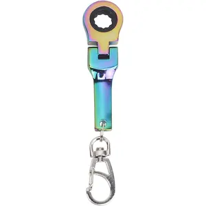 Ratchet Wrench Keychain,10mm Portable Ratchet Wrench Key Ring 4.92 * 0.98" 180degree Telescoping Head Mini Hardware Tool Multicolor																	