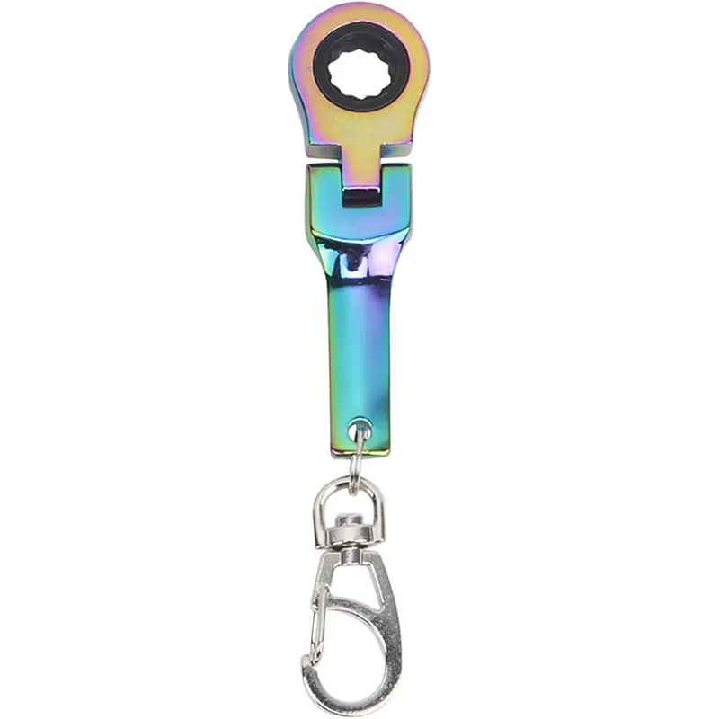 Ratchet Wrench Keychain,10mm Portable Ratchet Wrench Key Ring 4.92 * 0.98" 180degree Telescoping Head Mini Hardware Tool Multicolor																	