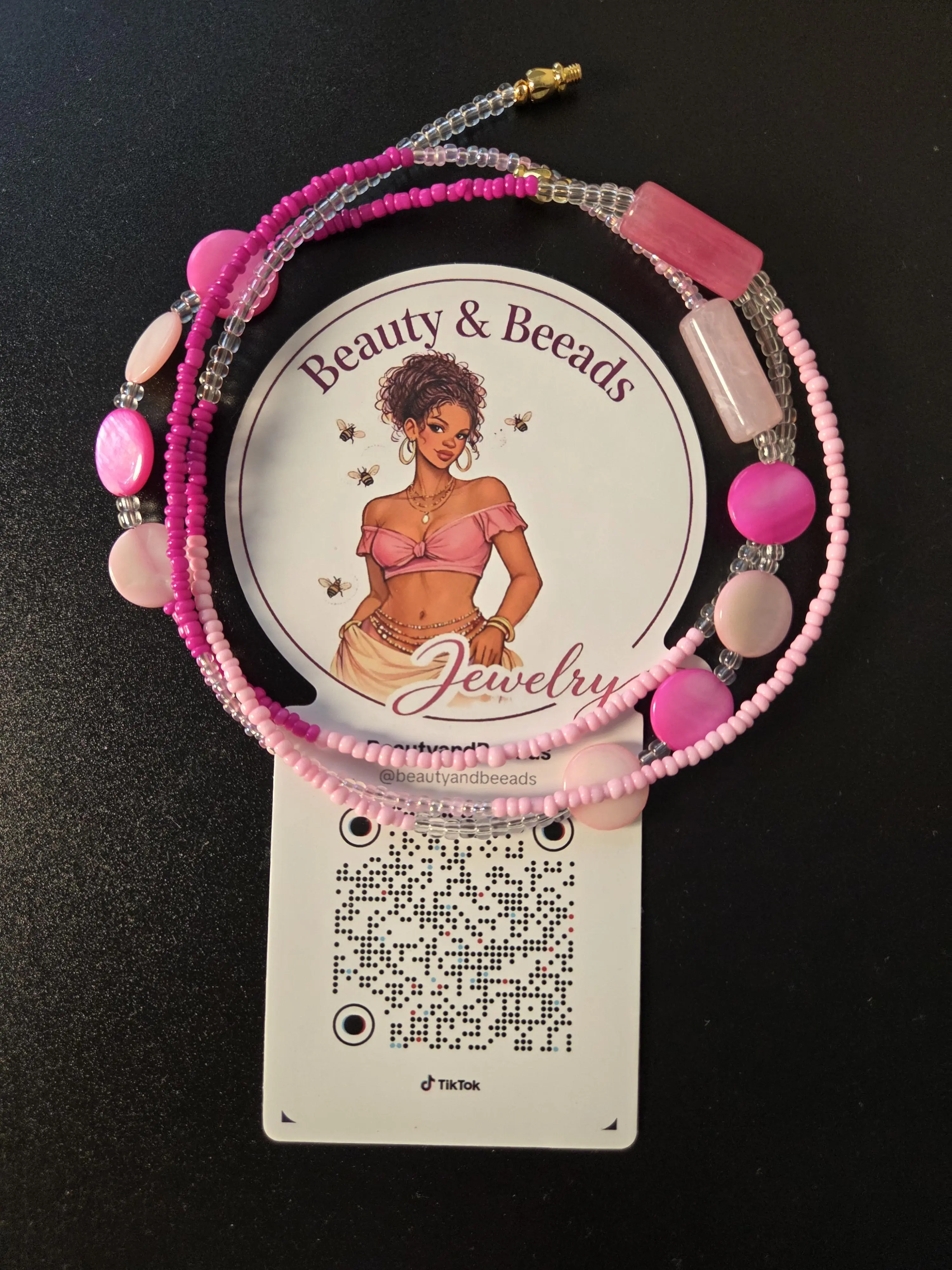 Rosewater Serenity Waist Beads, Feminine Shimmering Beaded Waist Chain, Romantic Fashion Body Jewelry Accessories, Romantic Accessories, Body Jewellery, Artificial Crystal, Crystal-Clear, Blush, Comfortable