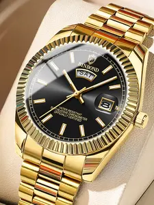 BINBOND Top Hot Luxury Sport Wrist Watch For Man Waterproof Luminous Date Men Watch Quartz Stainless Steel Men Watches Men Daily Clothing Decor, Luminous Analog Watch, Trendy All-match & with Box, Fashionable Waterproof Watch, Water Resistant Watch