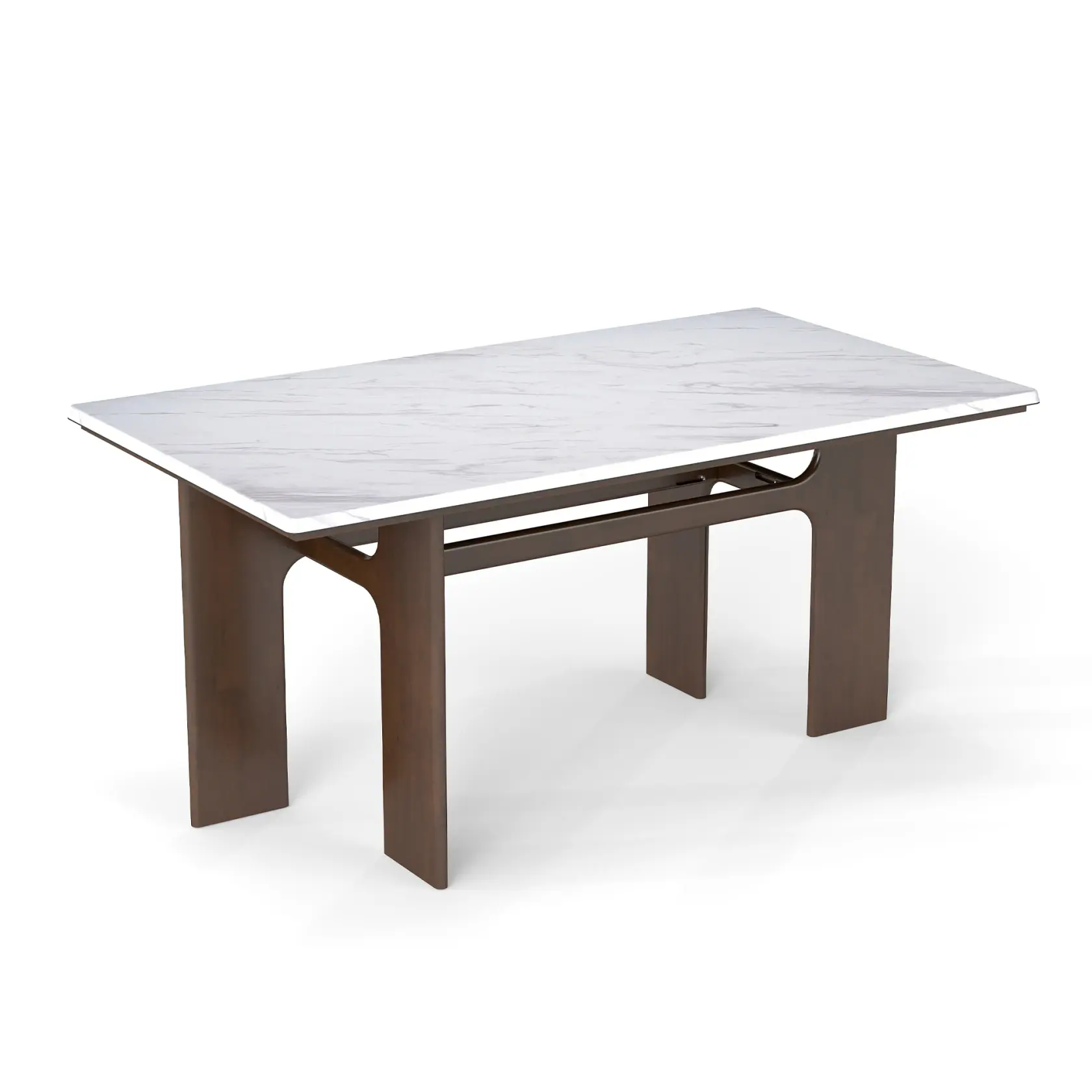 63 Inch Modern Dining Table Marble Look HPL Kitchen Table for 4 to 6 People Rectangular Dining Room Furniture