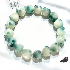 Green Cat’s Paw | Bodhi Beads Bracelet for Anxiety Relief  Natural Wood Meditation Beads for Stress Yoga Prayer Beads Spiritual Jewelry Gift for Women Insomnia Relief Handmade Buddhist Mala Beads Spiritual Gift