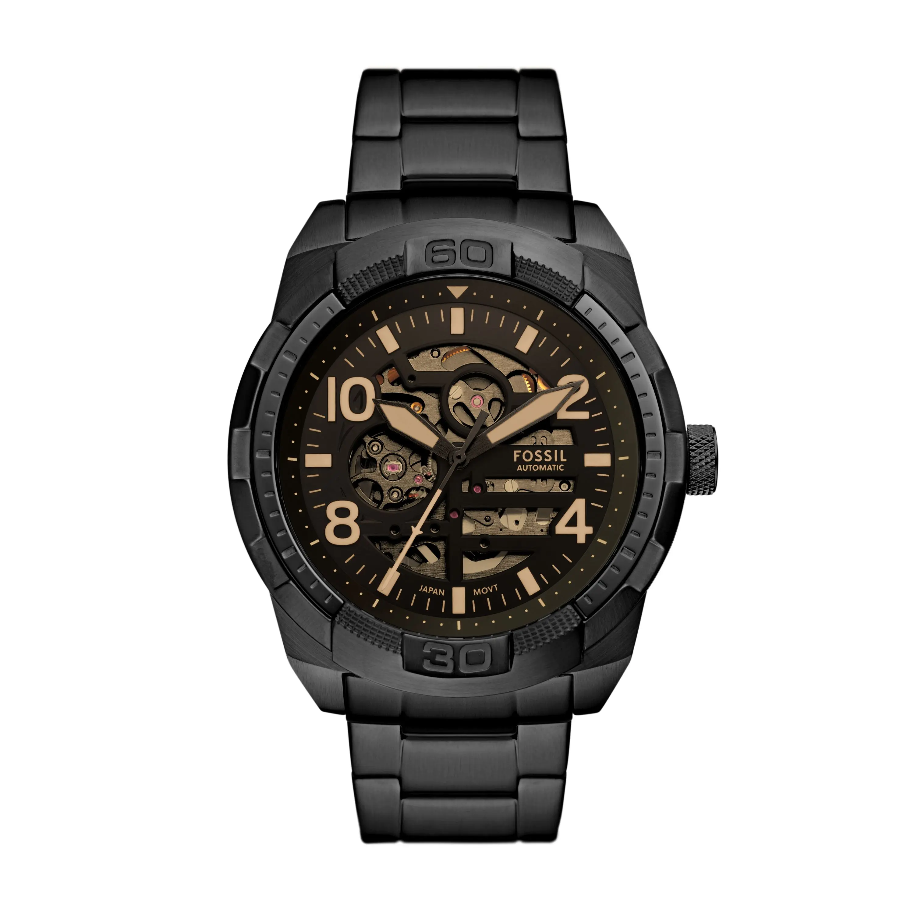 Fossil Men's Bronson 48mm Automatic, Black Stainless Steel Watch